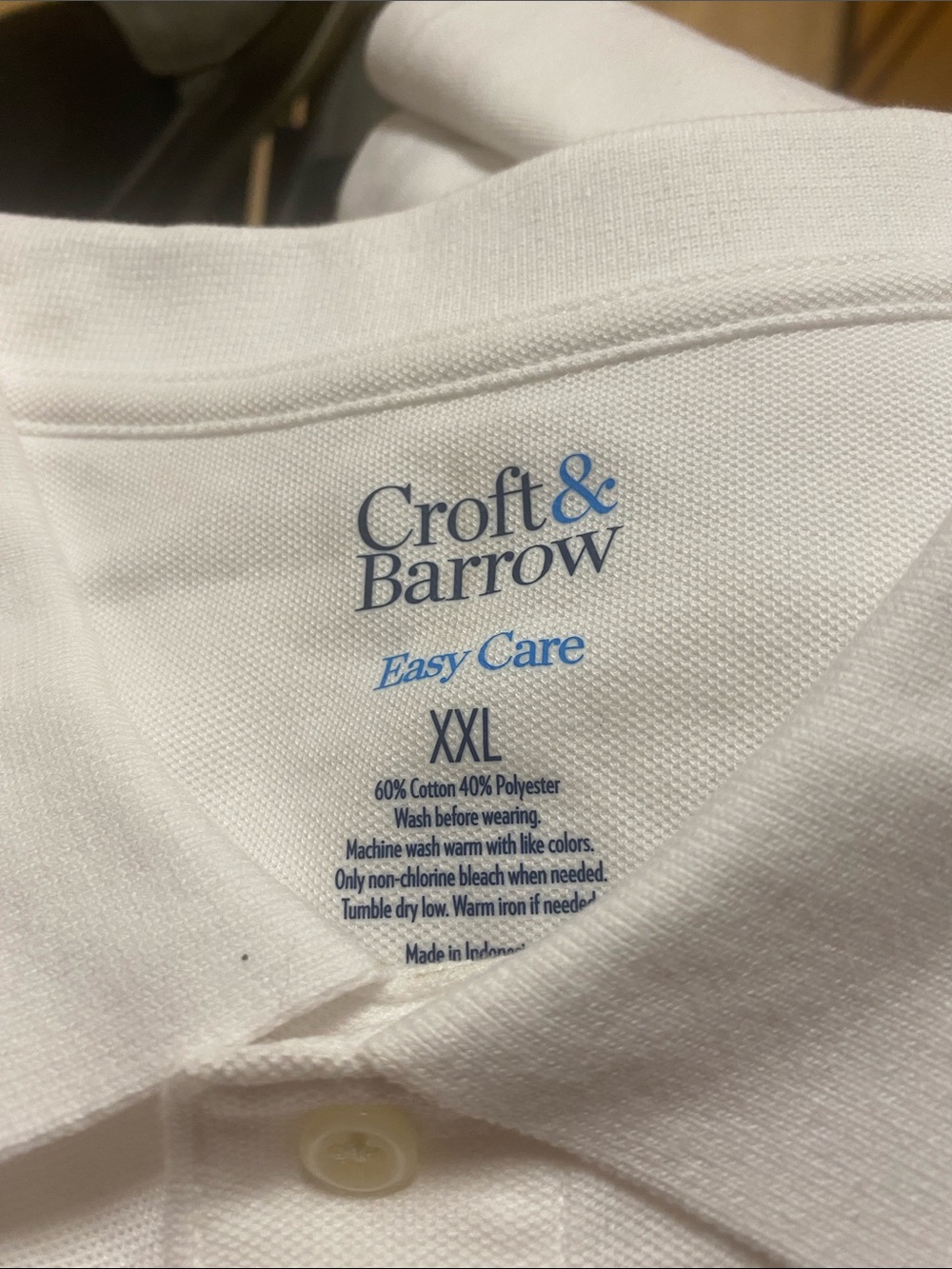 croft & barrow White Men's Polo Shirt Easy Care
